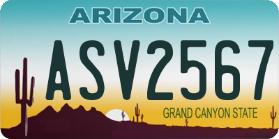 AZ license plate ASV2567