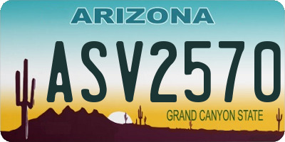 AZ license plate ASV2570