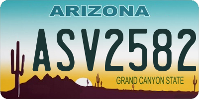 AZ license plate ASV2582