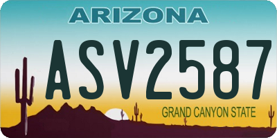 AZ license plate ASV2587