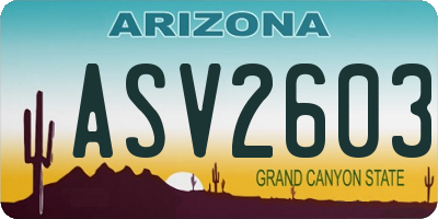 AZ license plate ASV2603