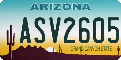 AZ license plate ASV2605