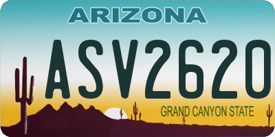 AZ license plate ASV2620