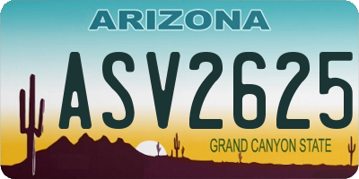AZ license plate ASV2625
