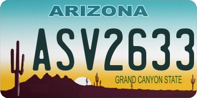 AZ license plate ASV2633