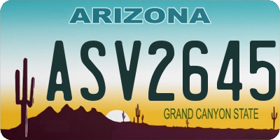 AZ license plate ASV2645