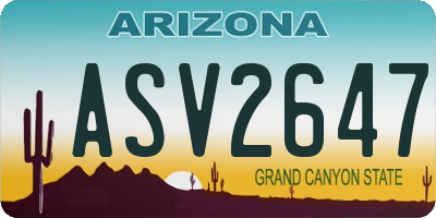 AZ license plate ASV2647