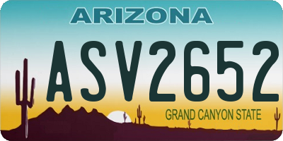 AZ license plate ASV2652