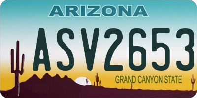 AZ license plate ASV2653