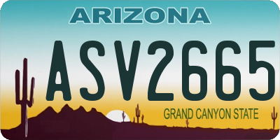 AZ license plate ASV2665