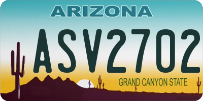 AZ license plate ASV2702