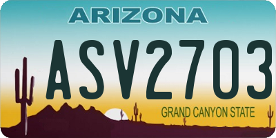 AZ license plate ASV2703
