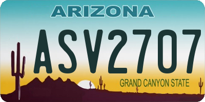 AZ license plate ASV2707