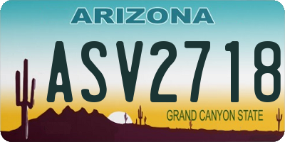 AZ license plate ASV2718