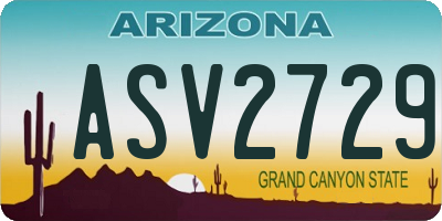 AZ license plate ASV2729