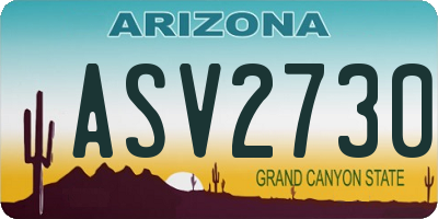 AZ license plate ASV2730