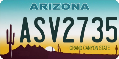 AZ license plate ASV2735