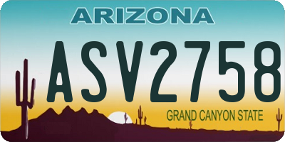 AZ license plate ASV2758