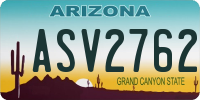 AZ license plate ASV2762