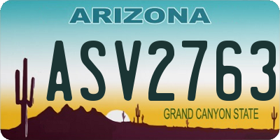 AZ license plate ASV2763