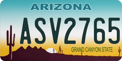 AZ license plate ASV2765