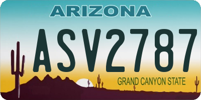 AZ license plate ASV2787