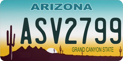 AZ license plate ASV2799