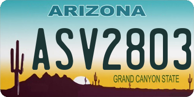 AZ license plate ASV2803