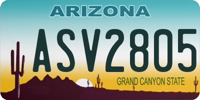 AZ license plate ASV2805