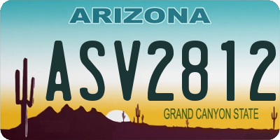 AZ license plate ASV2812