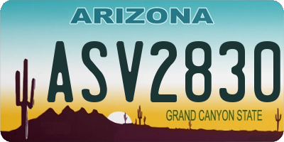 AZ license plate ASV2830