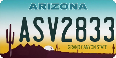 AZ license plate ASV2833