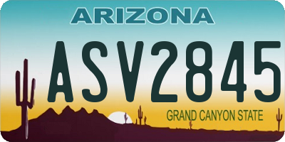 AZ license plate ASV2845