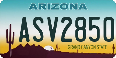 AZ license plate ASV2850