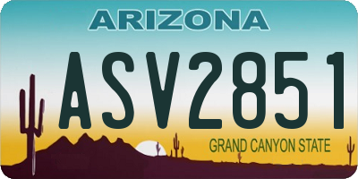 AZ license plate ASV2851