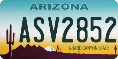 AZ license plate ASV2852
