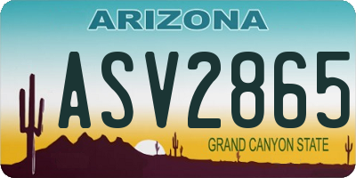 AZ license plate ASV2865