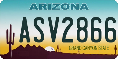 AZ license plate ASV2866
