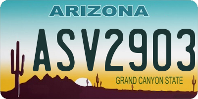 AZ license plate ASV2903