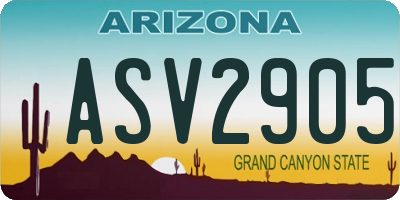 AZ license plate ASV2905