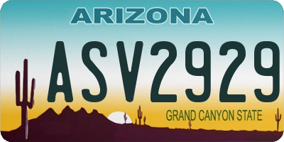 AZ license plate ASV2929
