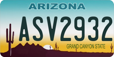 AZ license plate ASV2932