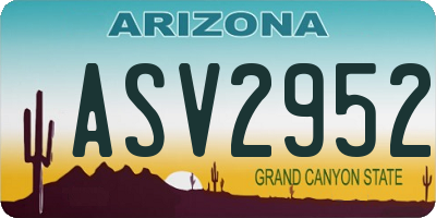 AZ license plate ASV2952