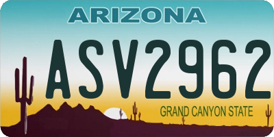 AZ license plate ASV2962