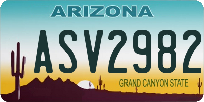 AZ license plate ASV2982