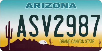 AZ license plate ASV2987