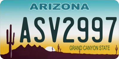 AZ license plate ASV2997