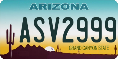 AZ license plate ASV2999