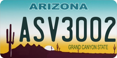 AZ license plate ASV3002