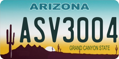 AZ license plate ASV3004